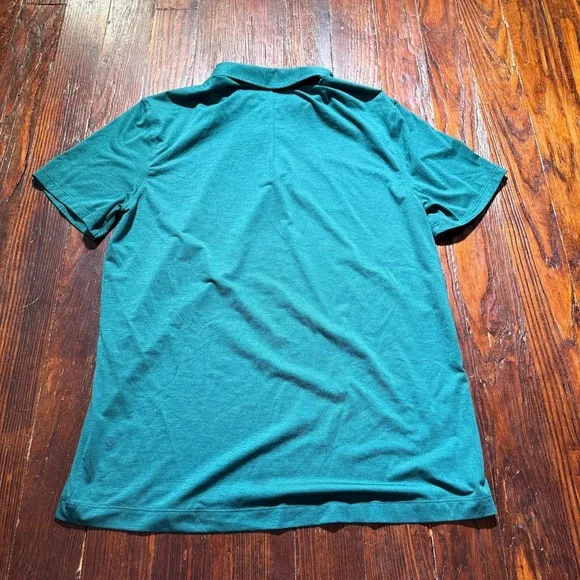 Lululemon Polo Shirt Mens Medium Teal Blue Performance Stretch Evolution *READ* - Picture 4 of 8